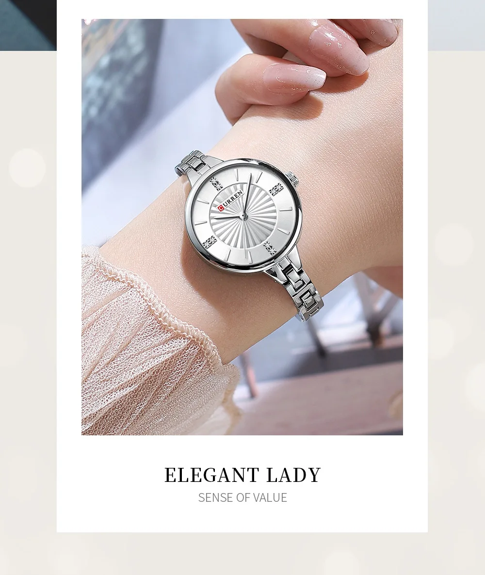 CURREN 9097 Top Brand Women's Quartz Watch Fashion Casual Gold Silver Waterproof Stainless Steel Strap Women's Elegant Watch