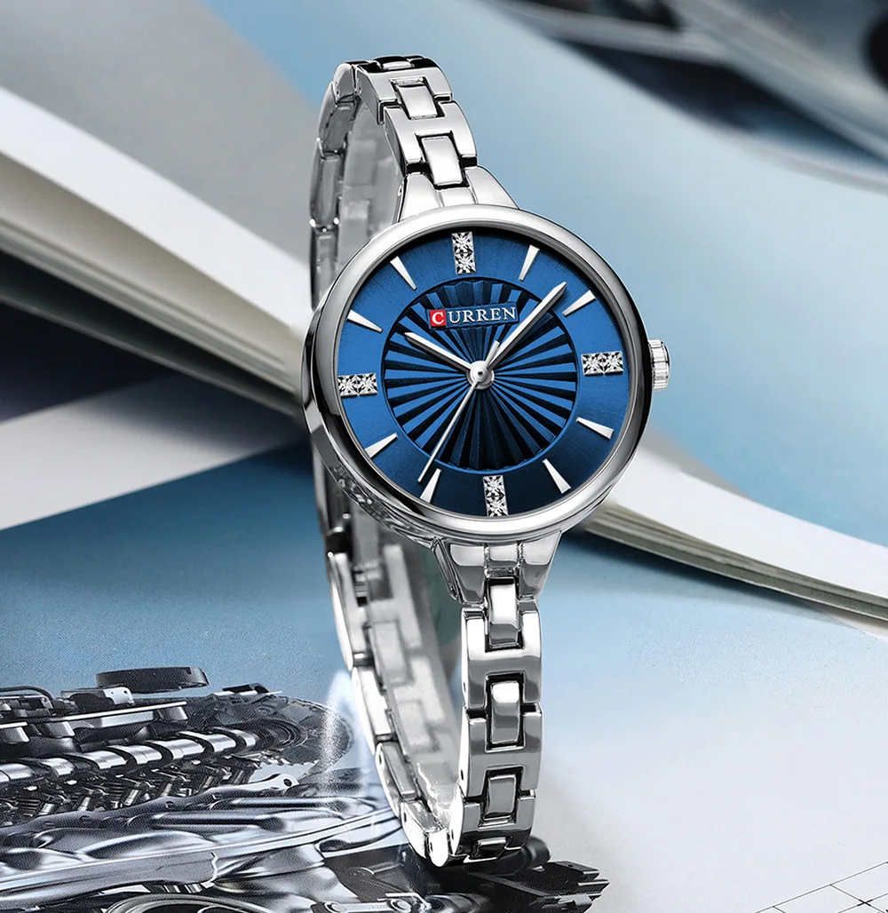 CURREN 9097 Top Brand Women's Quartz Watch Fashion Casual Gold Silver Waterproof Stainless Steel Strap Women's Elegant Watch