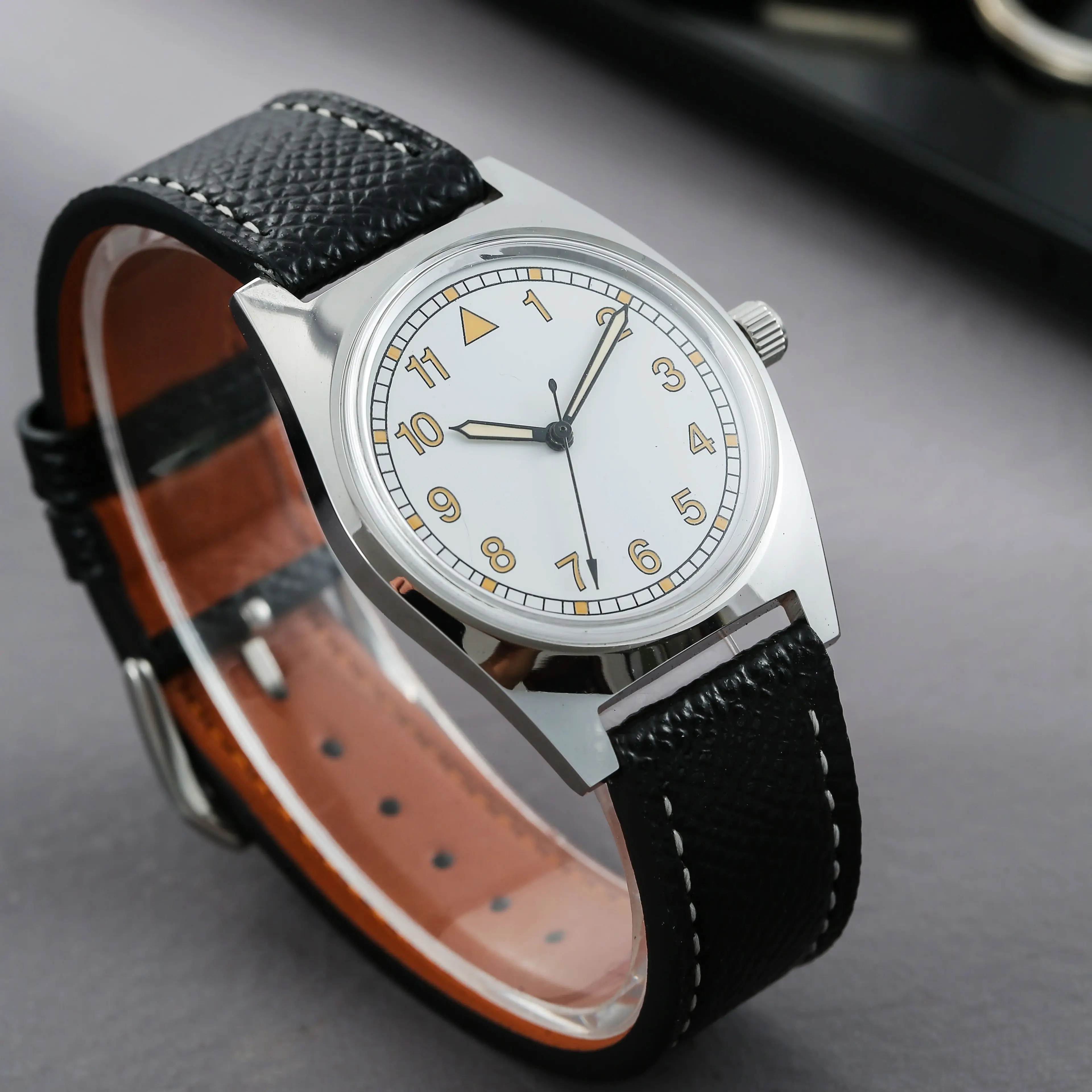 7120 Pilot's Mechanical Watch - 36mm Manual Winding, Retro Aviator Style for Men