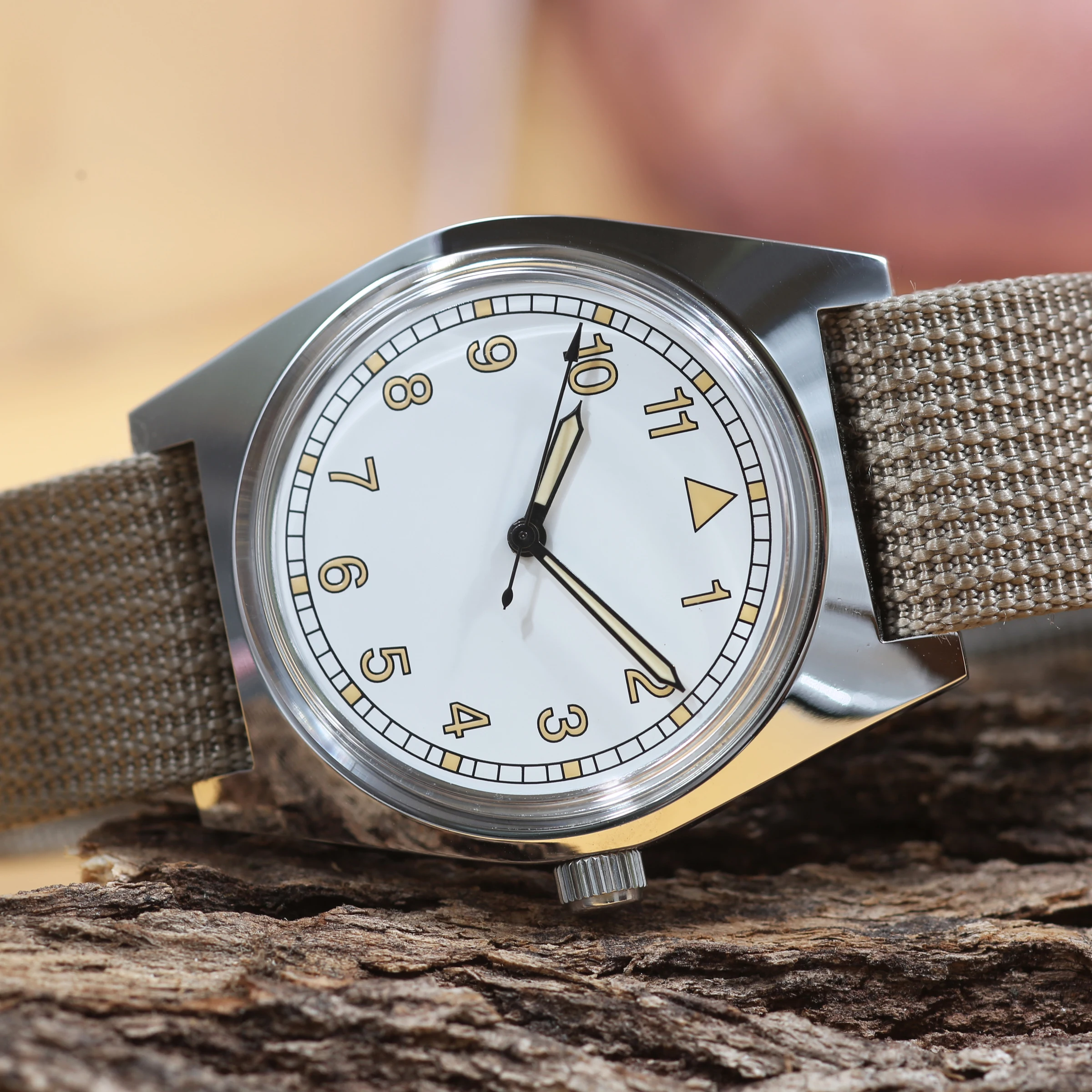 7120 Pilot's Mechanical Watch - 36mm Manual Winding, Retro Aviator Style for Men
