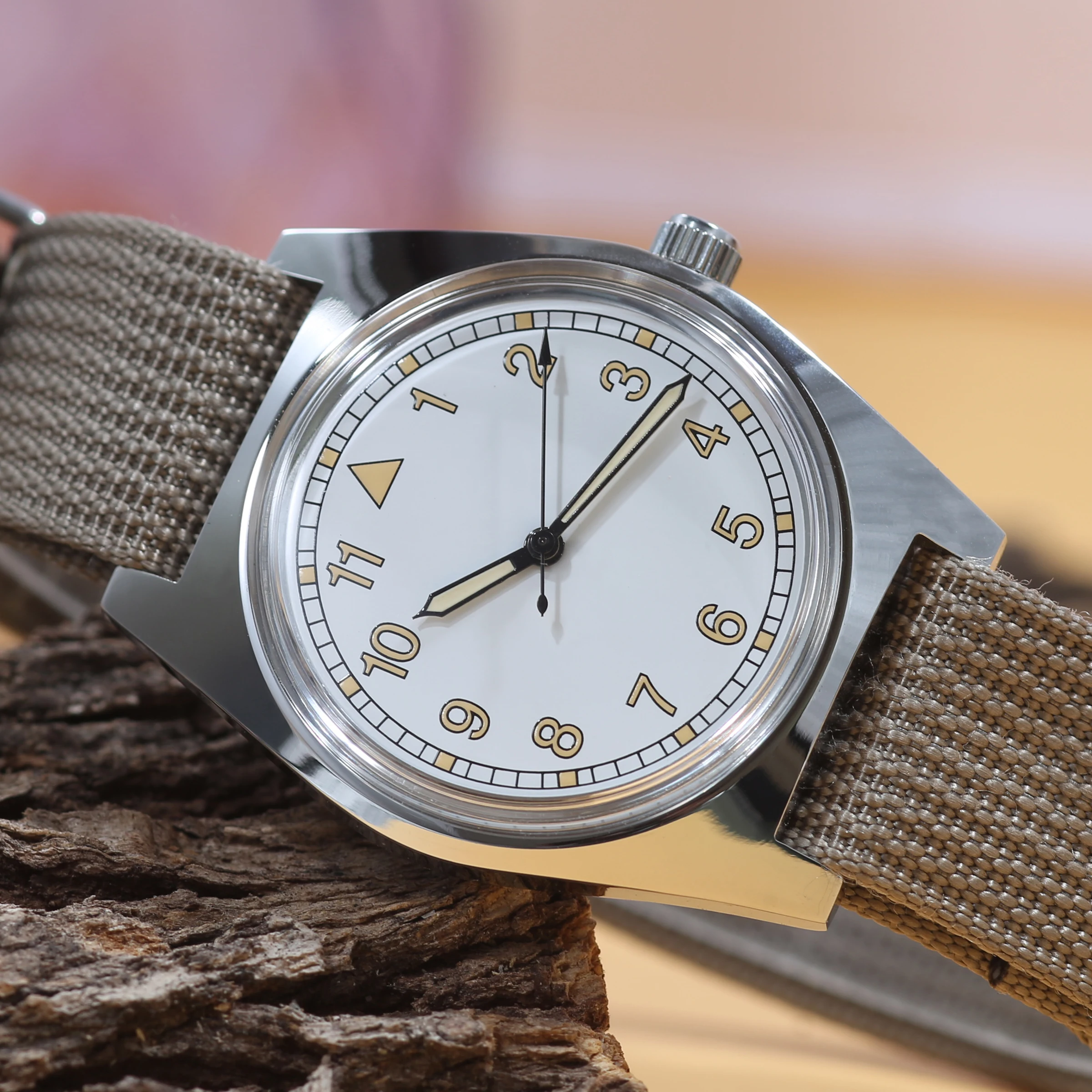 7120 Pilot's Mechanical Watch - 36mm Manual Winding, Retro Aviator Style for Men