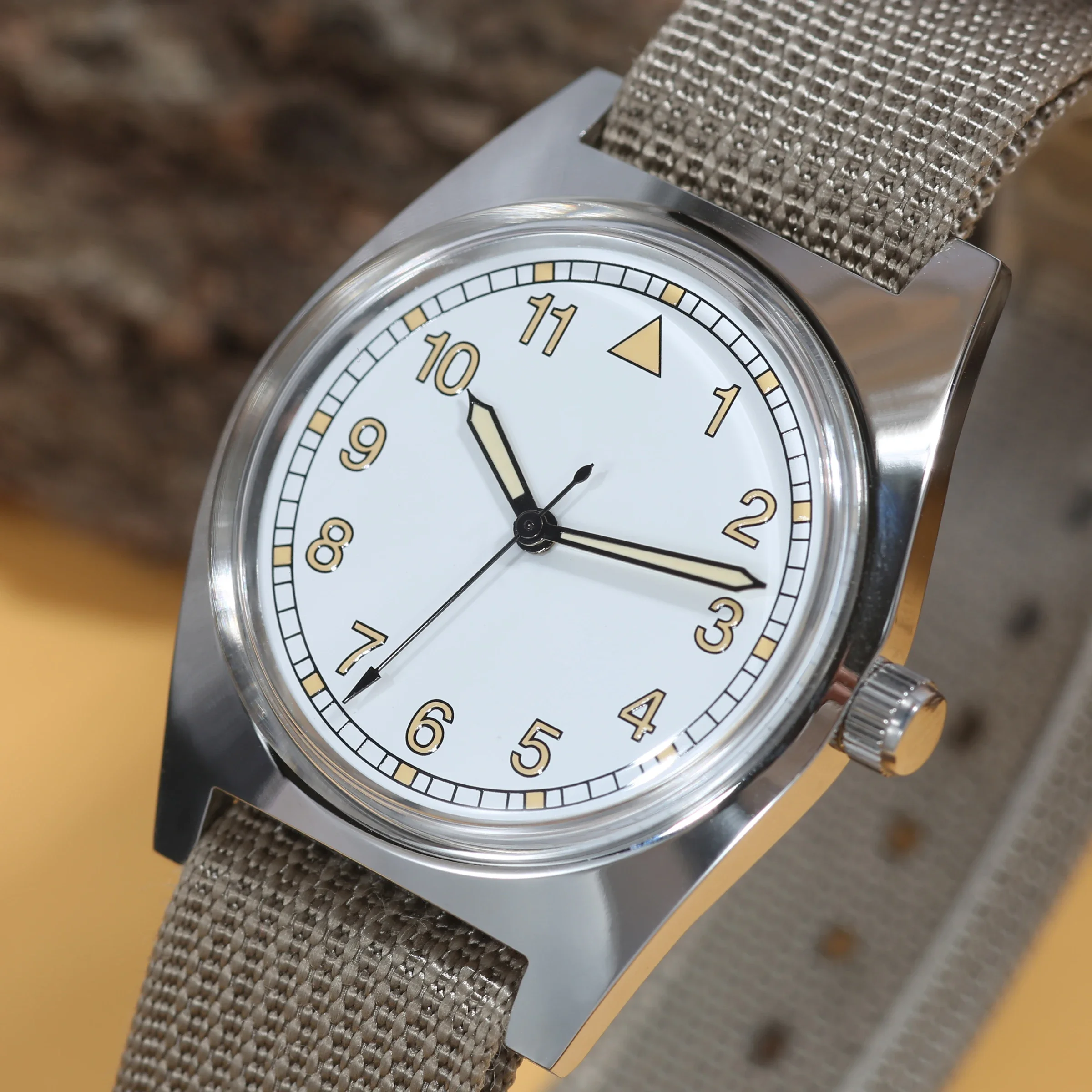 7120 Pilot's Mechanical Watch - 36mm Manual Winding, Retro Aviator Style for Men