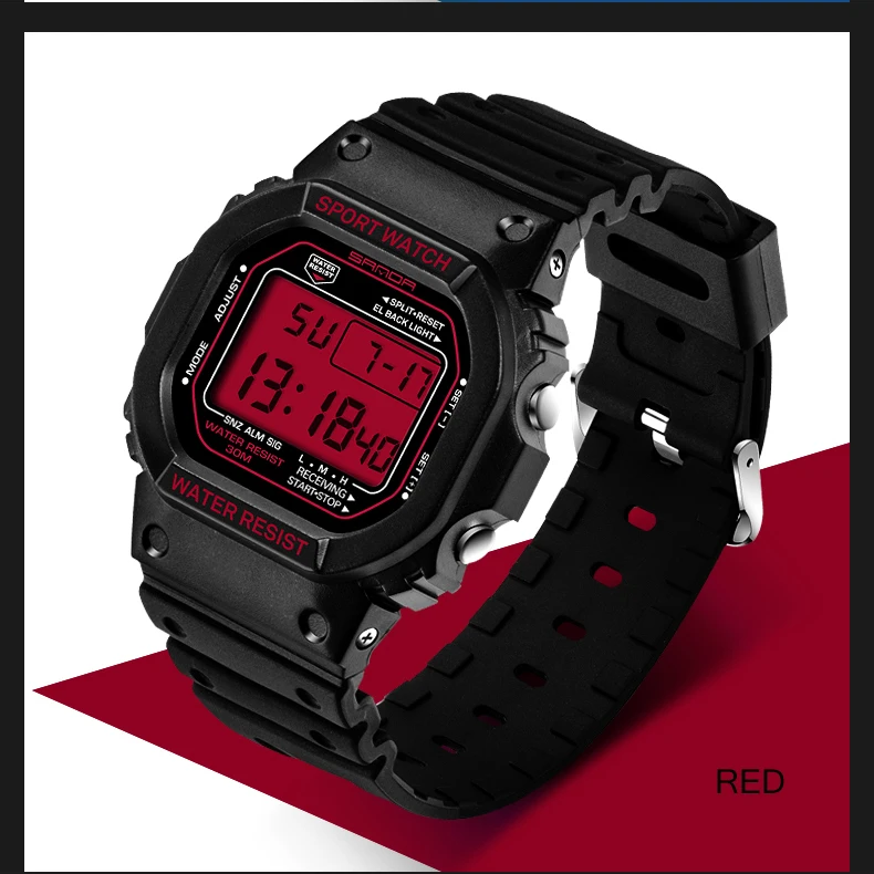 SANDA G Style LED Digital Watch Unisex Shockproof Waterproof Sports Watches Boy Girl Stopwatch Military LED Electronic Clock