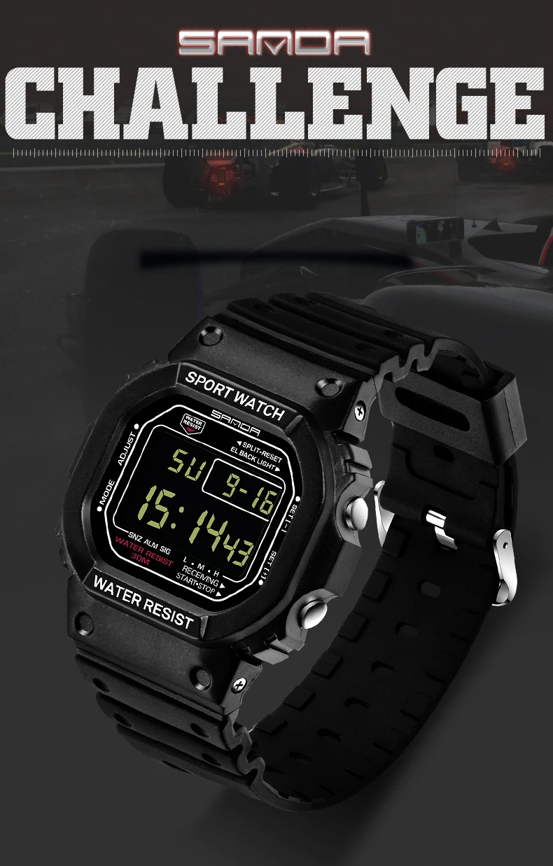 SANDA G Style LED Digital Watch Unisex Shockproof Waterproof Sports Watches Boy Girl Stopwatch Military LED Electronic Clock