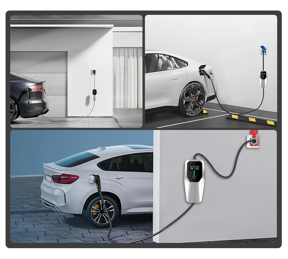Junsun Type 2 Mode 2 Portable EV Charger 3.5kW 7.4kW 11kW 22kW 6A-32A Adjustable Current IP65 LCD Display Scheduled Charging EU Stock for Electric Cars