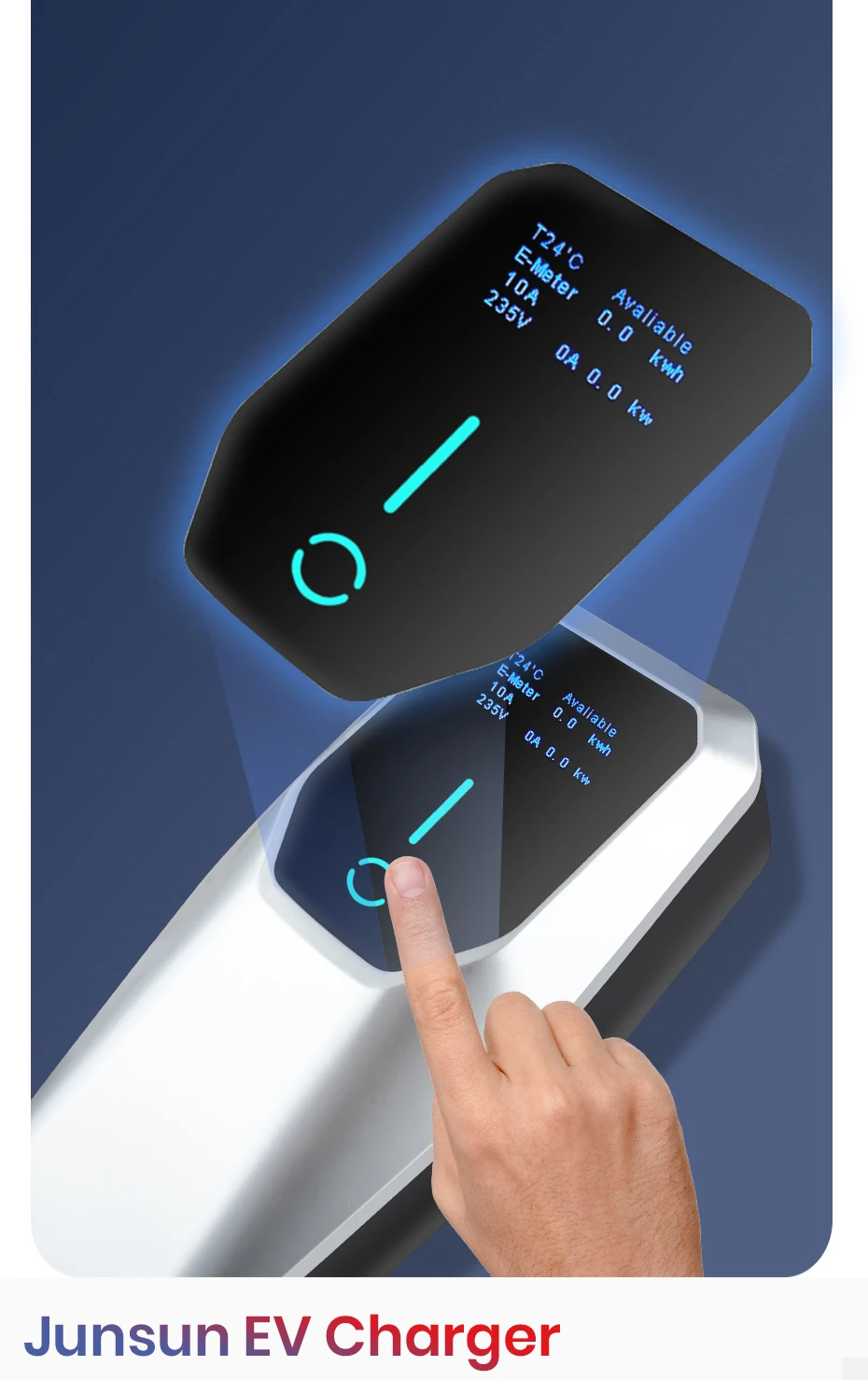 Junsun Type 2 Mode 2 Portable EV Charger 3.5kW 7.4kW 11kW 22kW 6A-32A Adjustable Current IP65 LCD Display Scheduled Charging EU Stock for Electric Cars