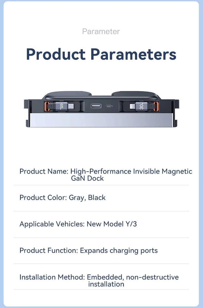 YZ For Tesla Model 3/Y/YLHighland Juniper Docking Station Fast Charger Intelligent Expansion Dock Central Control Charging Shunt