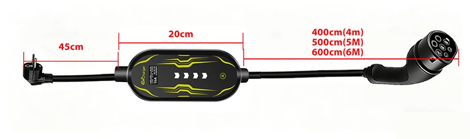 Junsun Type 2 App control Portable EV Charger 6 8 10 13 16 20 24 32A Current Adjustable IP65 Waterproof 3 6KW 7KW Compatible Scheduled Charging Function Touch Button Control Panel 2 Year Warranty for EU Plug Electric Car Hybrid