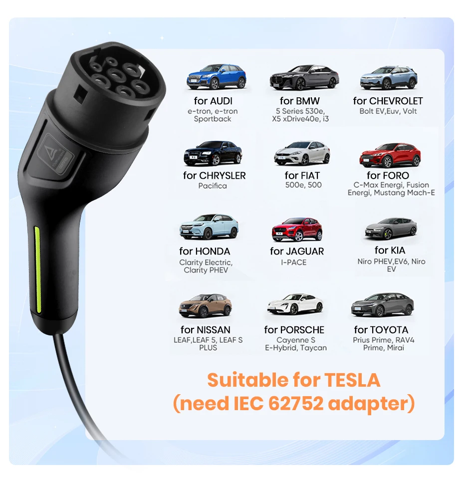 Junsun Type 2 App control Portable EV Charger 6 8 10 13 16 20 24 32A Current Adjustable IP65 Waterproof 3 6KW 7KW Compatible Scheduled Charging Function Touch Button Control Panel 2 Year Warranty for EU Plug Electric Car Hybrid