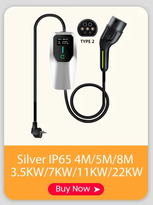 Junsun Type 2 App control Portable EV Charger 6 8 10 13 16 20 24 32A Current Adjustable IP65 Waterproof 3 6KW 7KW Compatible Scheduled Charging Function Touch Button Control Panel 2 Year Warranty for EU Plug Electric Car Hybrid
