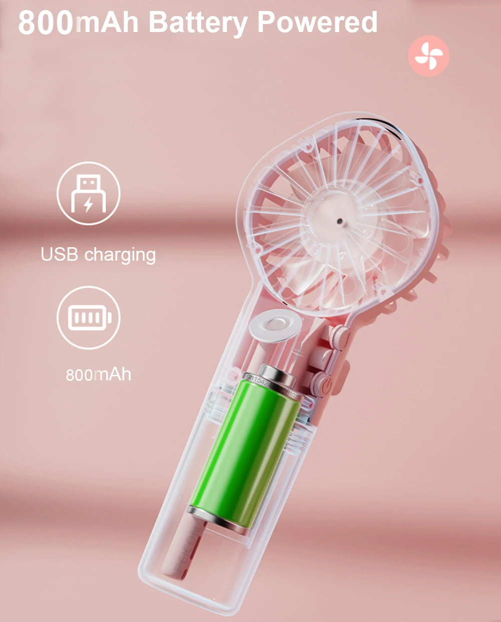 Portable Handheld Spray Fan Mini Humidifier Fan 4 Speeds Powerful Wind USB Rechargeable Water Spray Mist Fan Outdoor Small Fan