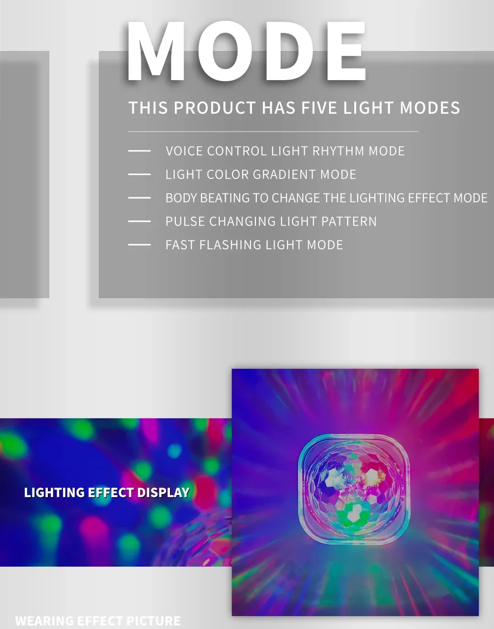 Portable Wearable Wrist Ambient Lamp Stage Light Disco Rechargeable LED Colorful Sound Control Lamp for Disco KTV Home Party Bar