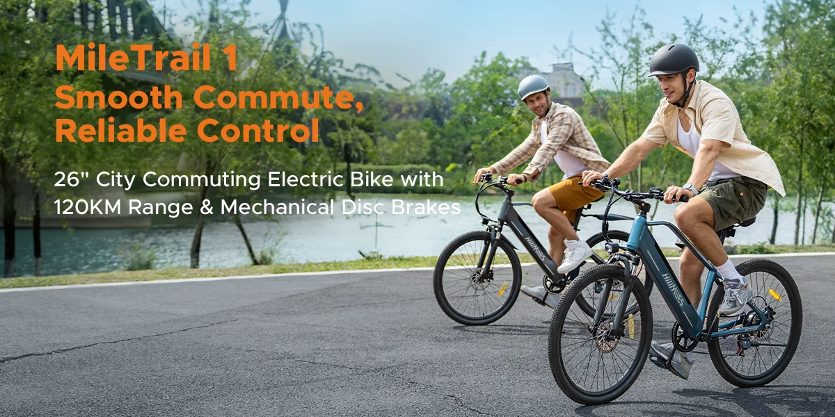 HillMiles MileTrail Electric Mountain Bike, 250W, 36V 13Ah Battery, 25km/h, Front Suspension, 7-Speed, Mechanical Disc Brakes