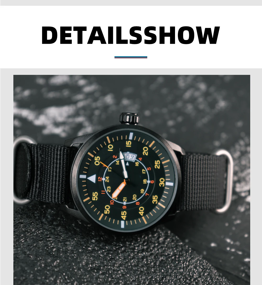 ADDIESDIVE New Men's Analog Watch 50m Waterproof Luminous Watch Fashion Sports Large Dial Men's Quartz Watch with Nylon Strap