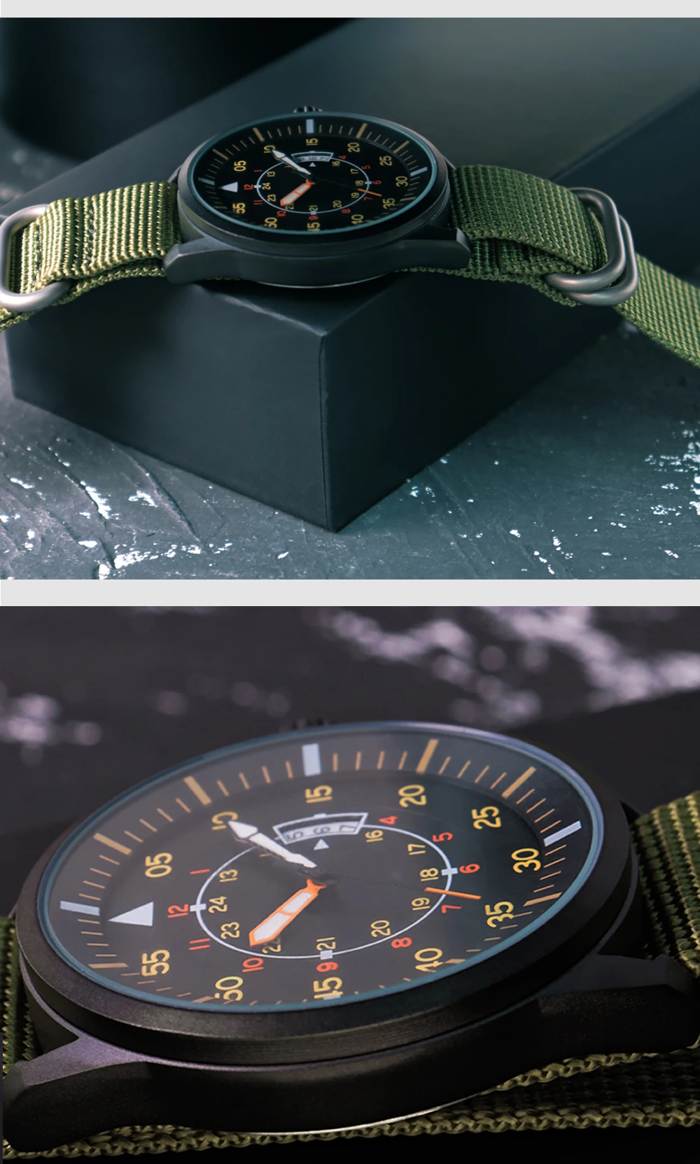 ADDIESDIVE New Men's Analog Watch 50m Waterproof Luminous Watch Fashion Sports Large Dial Men's Quartz Watch with Nylon Strap