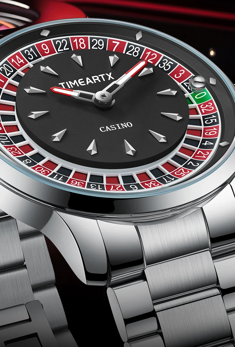TIMEARTX Brand New Luxury Quartz Watches Man European Roulette Poker Game Wristwatch