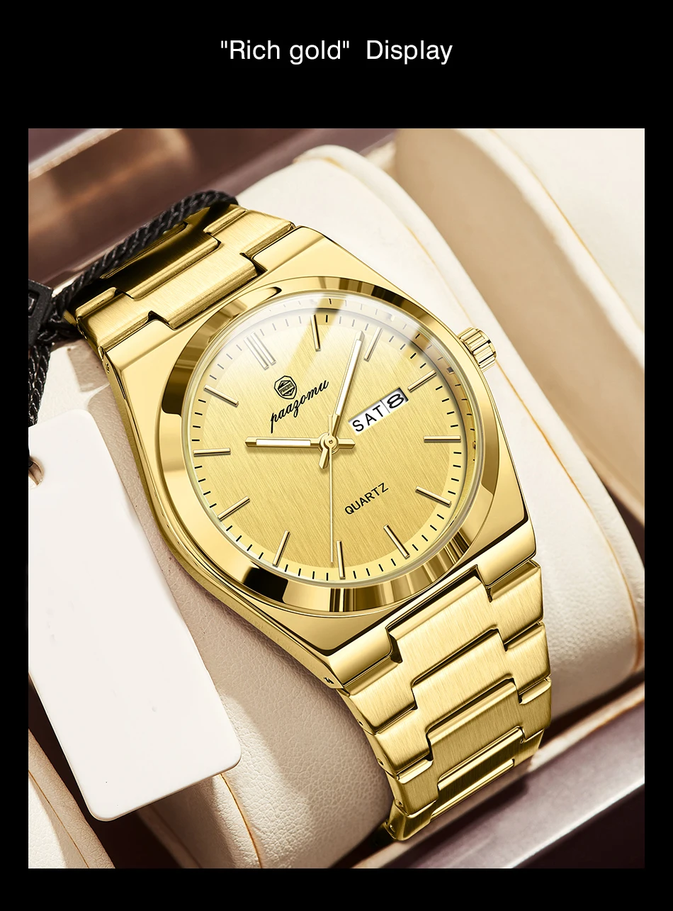 PAAZOMU Ultra Thin Quartz Watch Men Women Minimalist Style Waterproof Luminous Wristwatch Comfortable Strap Daily Office Gift