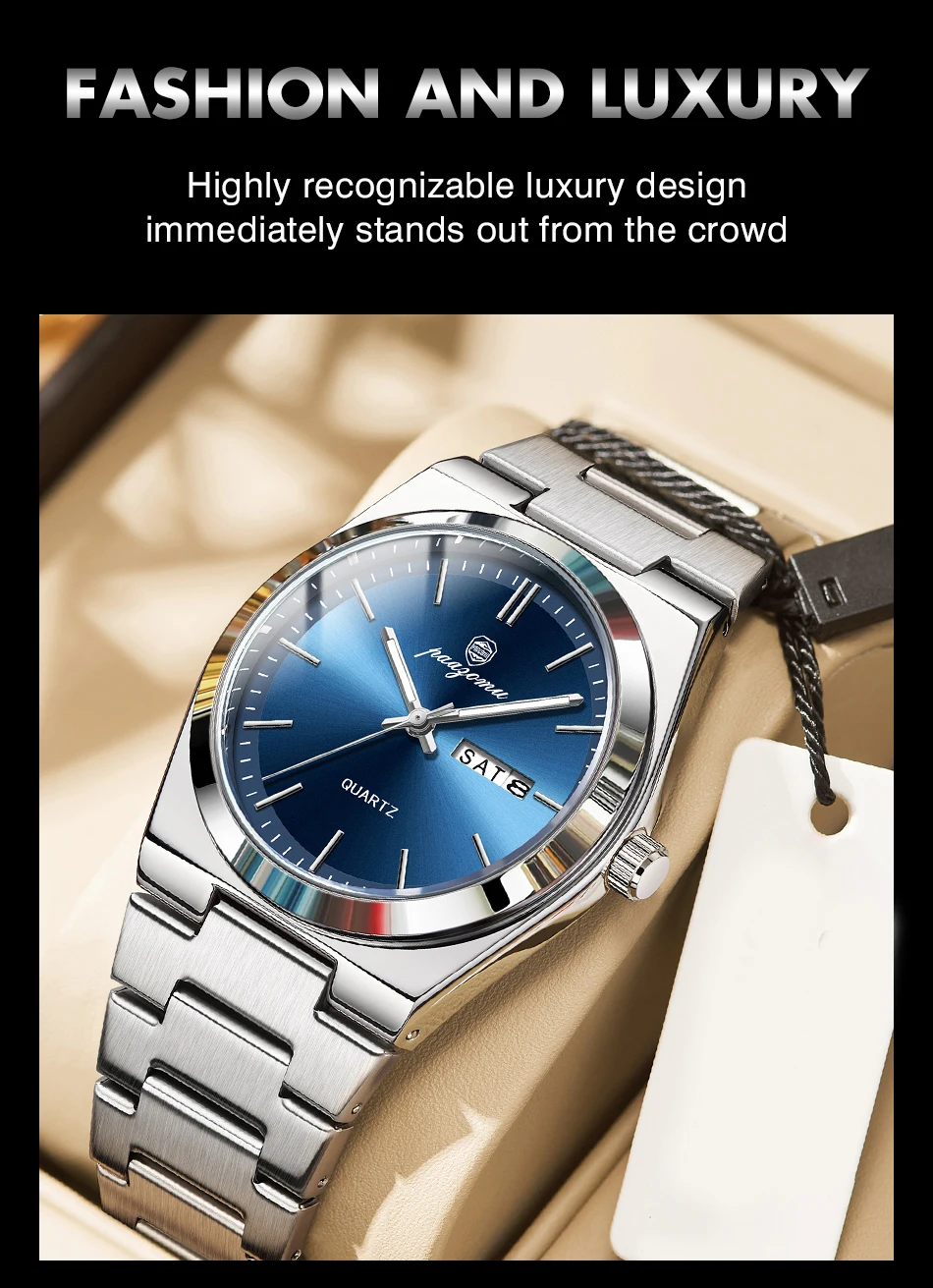 PAAZOMU Ultra Thin Quartz Watch Men Women Minimalist Style Waterproof Luminous Wristwatch Comfortable Strap Daily Office Gift