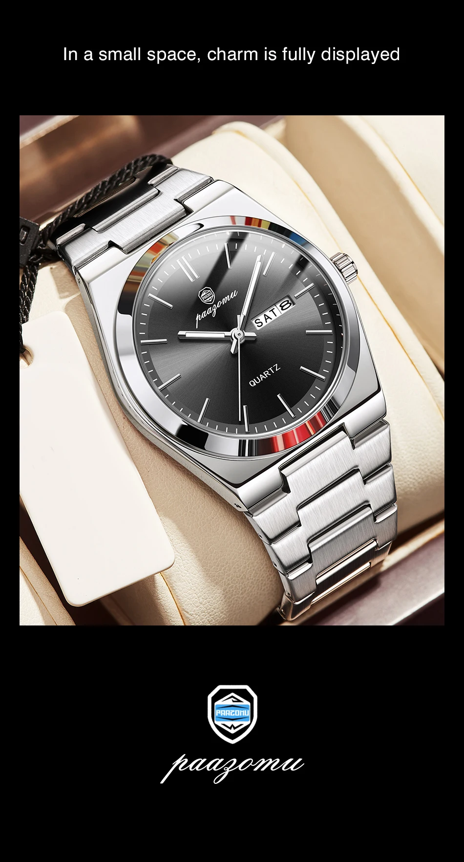 PAAZOMU Ultra Thin Quartz Watch Men Women Minimalist Style Waterproof Luminous Wristwatch Comfortable Strap Daily Office Gift