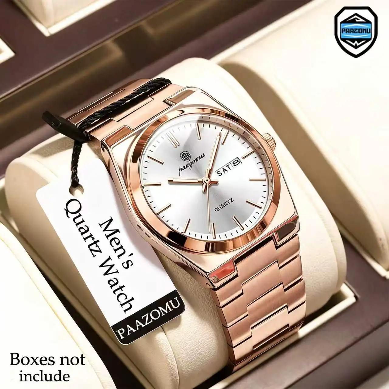 PAAZOMU Ultra Thin Quartz Watch Men Women Minimalist Style Waterproof Luminous Wristwatch Comfortable Strap Daily Office Gift