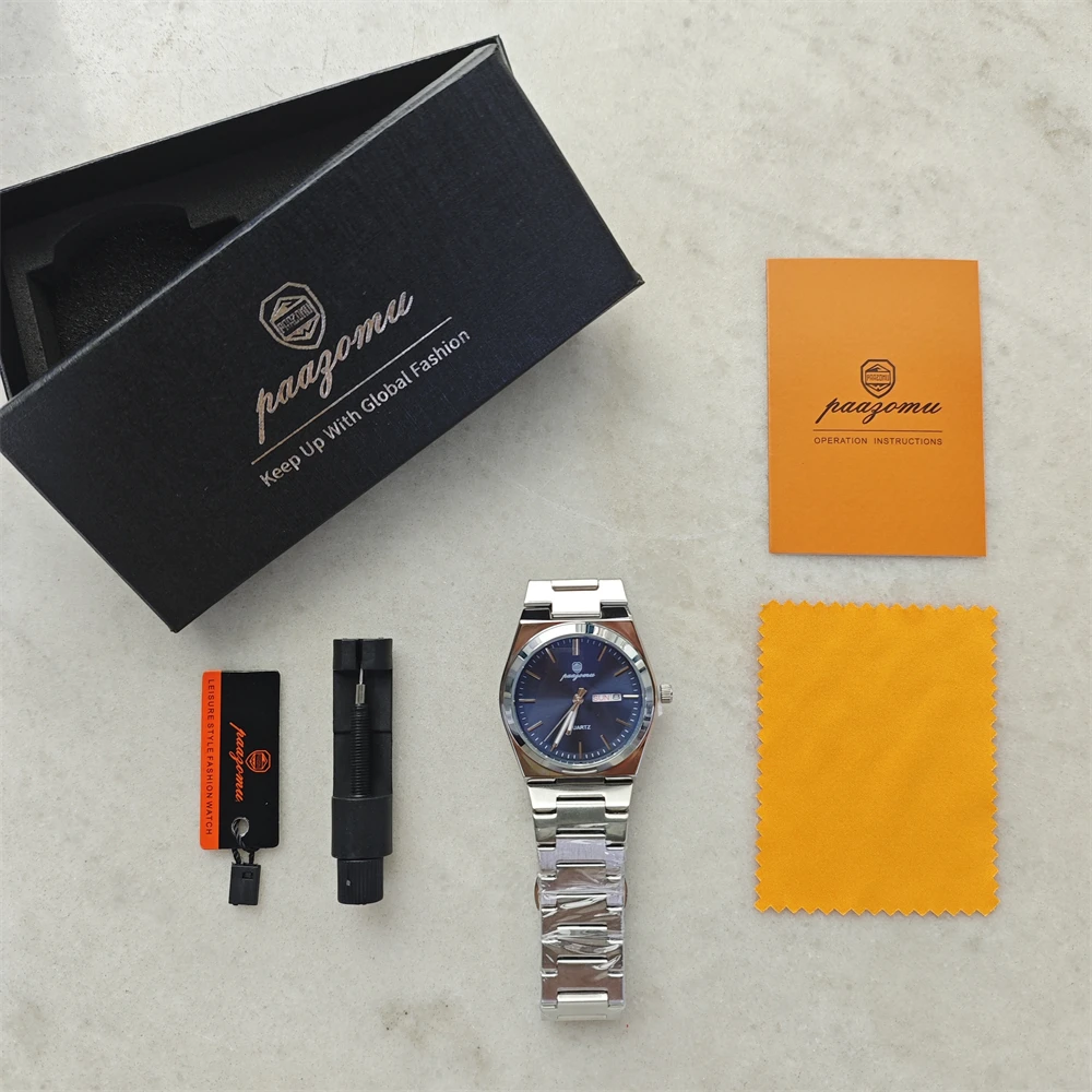 PAAZOMU Ultra Thin Quartz Watch Men Women Minimalist Style Waterproof Luminous Wristwatch Comfortable Strap Daily Office Gift