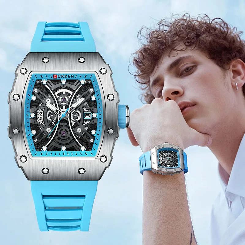 CURREN Top Brand Men's Watches Luxury Square Quartz Wristwatch  Waterproof Luminous Chronograph Watch for Men Date Clock
