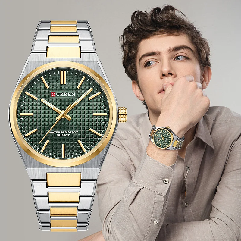 CURREN Top Brand Men's Watches Luxury Square Quartz Wristwatch  Waterproof Luminous Chronograph Watch for Men Date Clock