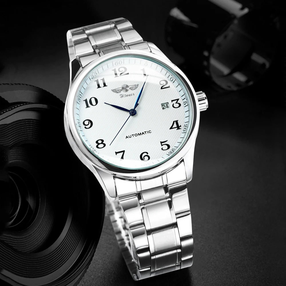 WINNER Fashion Business Watch for Men Calendar Classic Retro Automatic Mechanical Watches Top Brand Luxury Steel Leather Strap