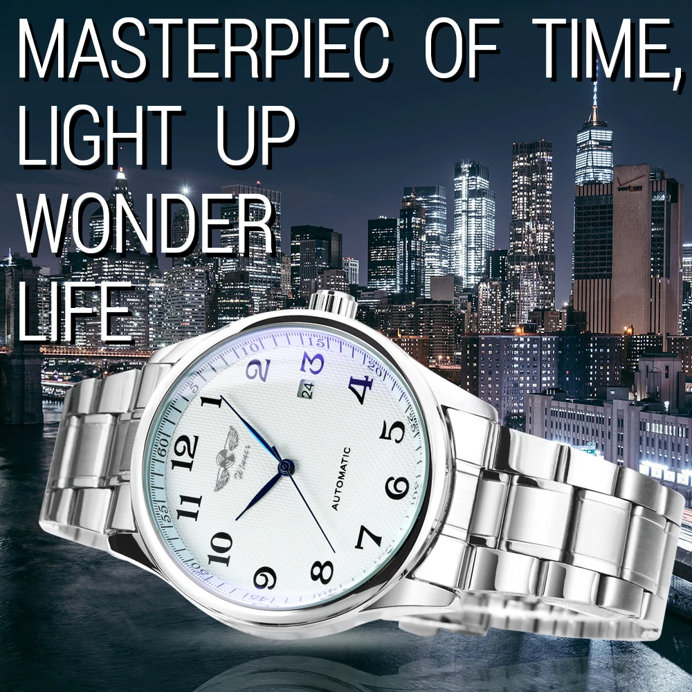 WINNER Fashion Business Watch for Men Calendar Classic Retro Automatic Mechanical Watches Top Brand Luxury Steel Leather Strap