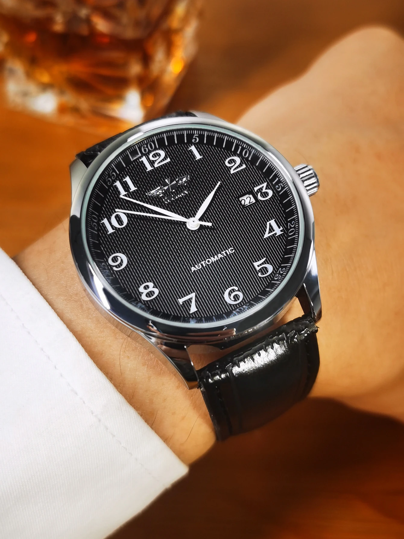 WINNER Fashion Business Watch for Men Calendar Classic Retro Automatic Mechanical Watches Top Brand Luxury Steel Leather Strap