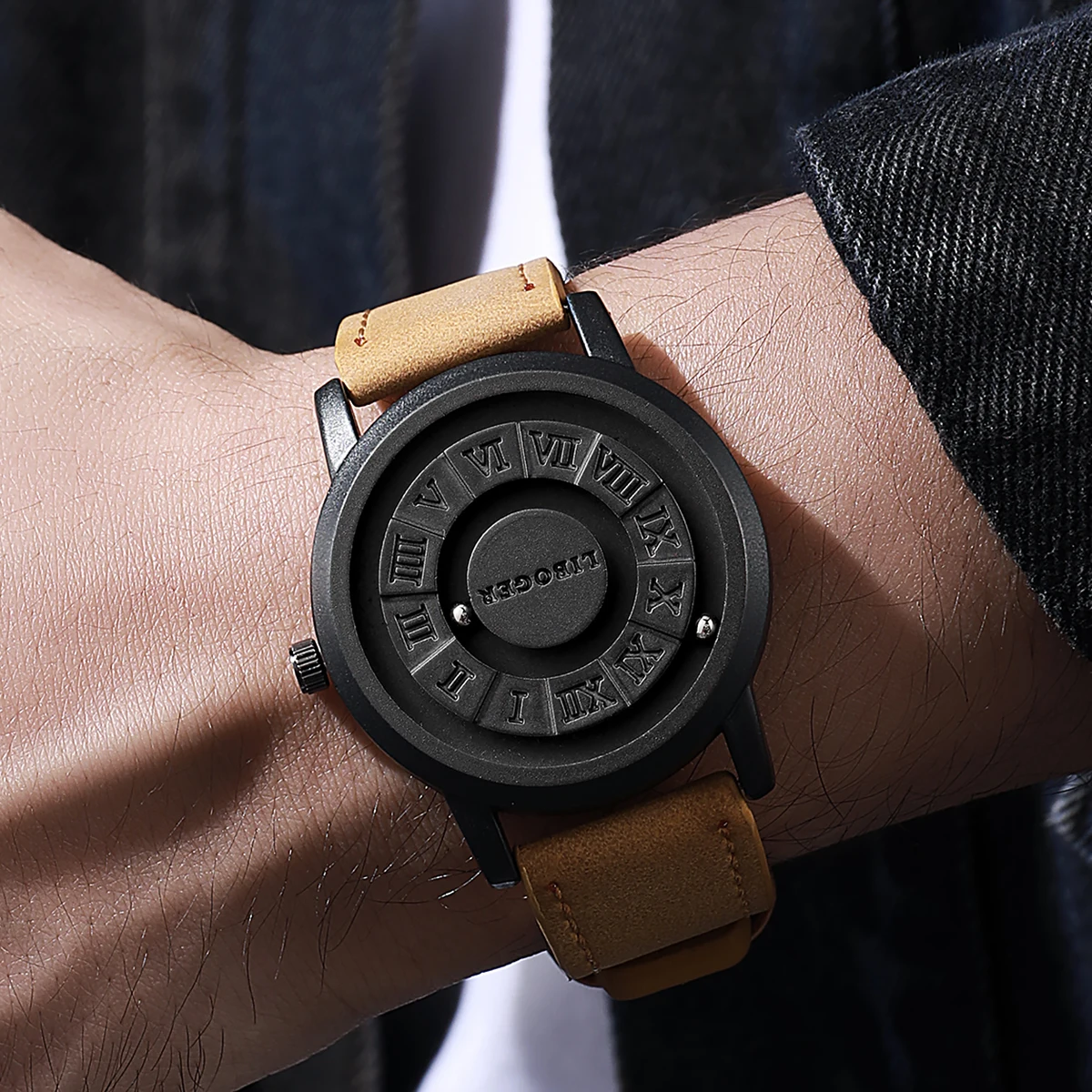 Fashion Magnetic Suspension Men Watches Casual Sports Roma Dial Wristwatches For Mens Clock(Without Box)