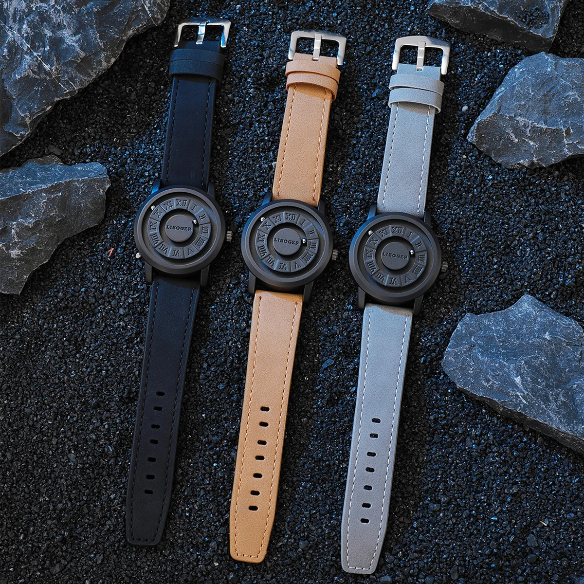 Fashion Magnetic Suspension Men Watches Casual Sports Roma Dial Wristwatches For Mens Clock(Without Box)
