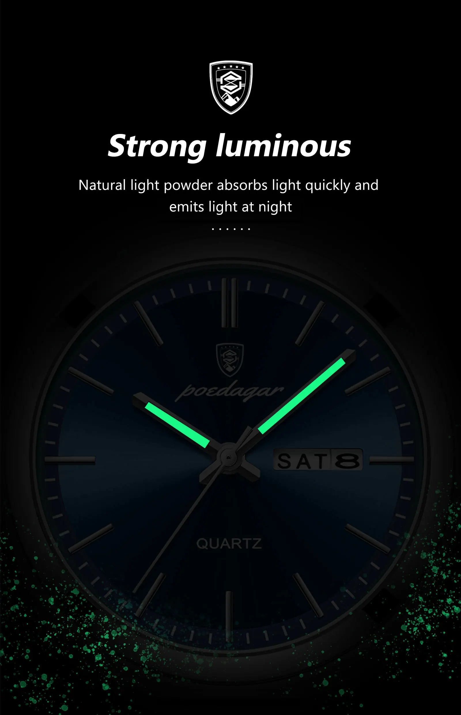 POEDAGAR Luxury Watches For Men Stainless Steel Waterproof Luminous Man Watch Date Week Fashion Casual Men's Quartz Watch Reloj