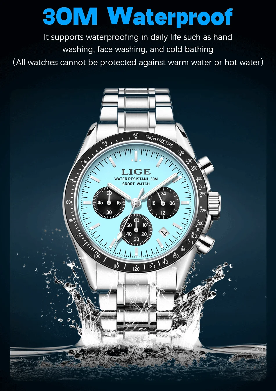 LIGE Men Watches Luminous Calendar Business Quartz Watch Mens Top Brand Luxury Sport Waterproof Stainless Steel Man Wristwatches