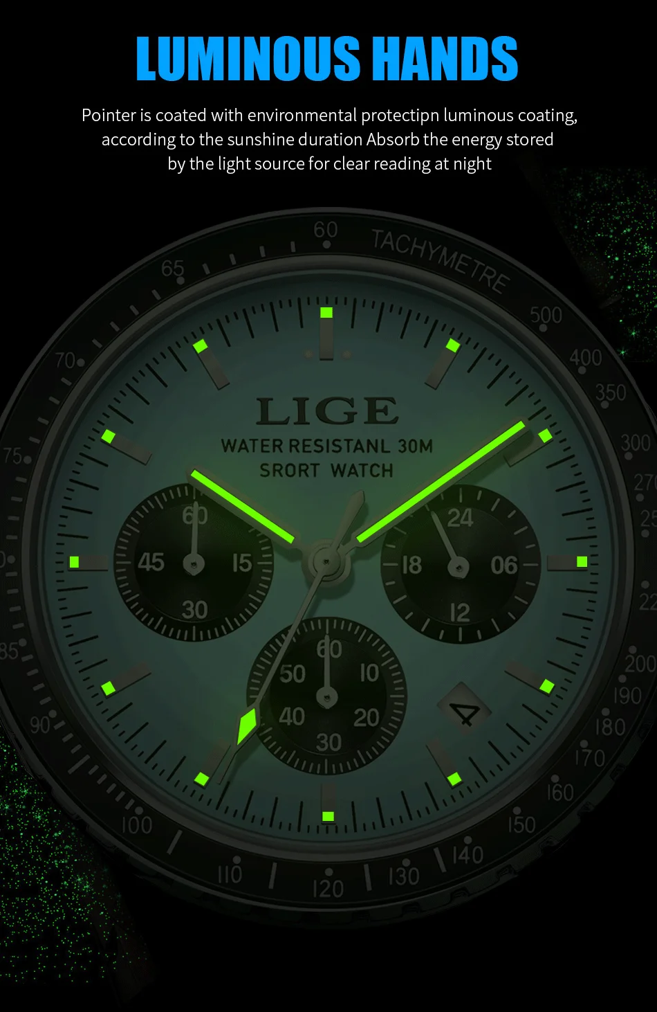 LIGE Men Watches Luminous Calendar Business Quartz Watch Mens Top Brand Luxury Sport Waterproof Stainless Steel Man Wristwatches