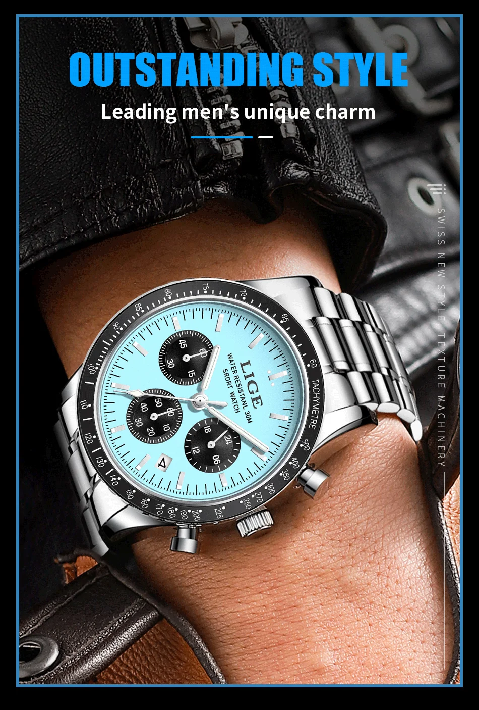 LIGE Men Watches Luminous Calendar Business Quartz Watch Mens Top Brand Luxury Sport Waterproof Stainless Steel Man Wristwatches