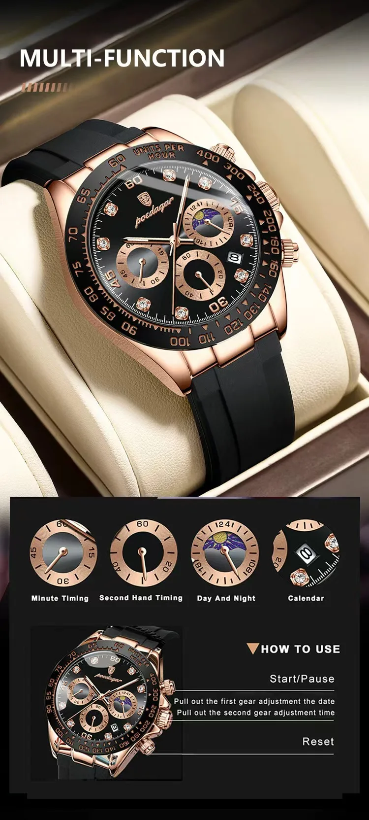 POEDAGAR Fashion Luxury Men Wristwatch Chronograph Date High Quality Quartz Man Watch Waterproof Luminous Military Men's Watches