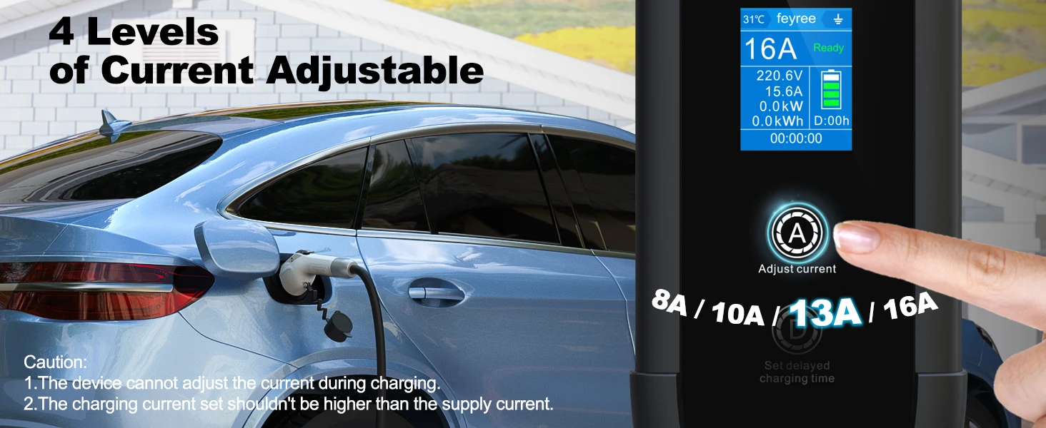 Feyree EV Portable Charger Type2 / GB/T Plug Connector 16A 1Phase 3.5KW Type1 3.5m Wallbox Charging Station for Electric Vehicle
