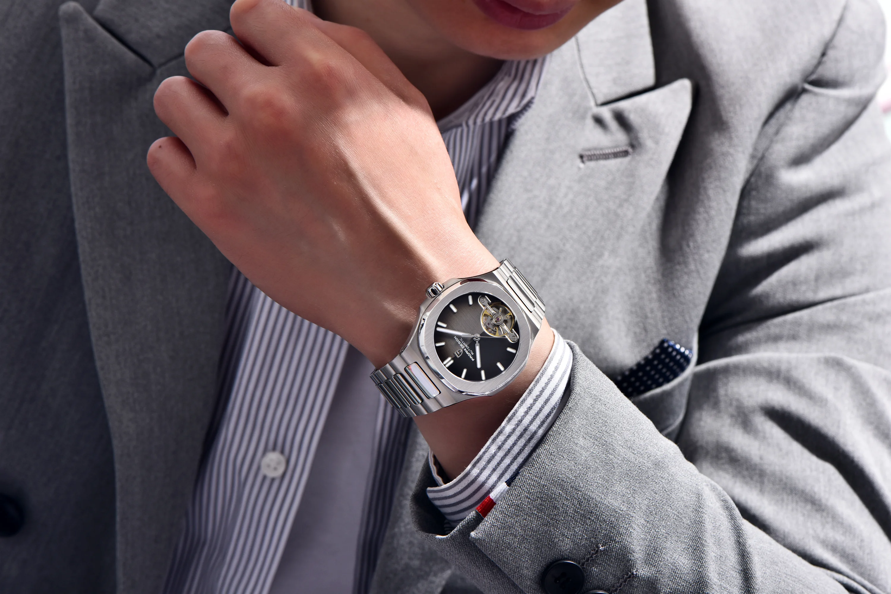 PAGANI DESIGN New Mechanical Hollow-Out Tourbillon Men Watch Sport Elegant Sapphire Waterproof Watch Japan Movt 316L Steel Clock