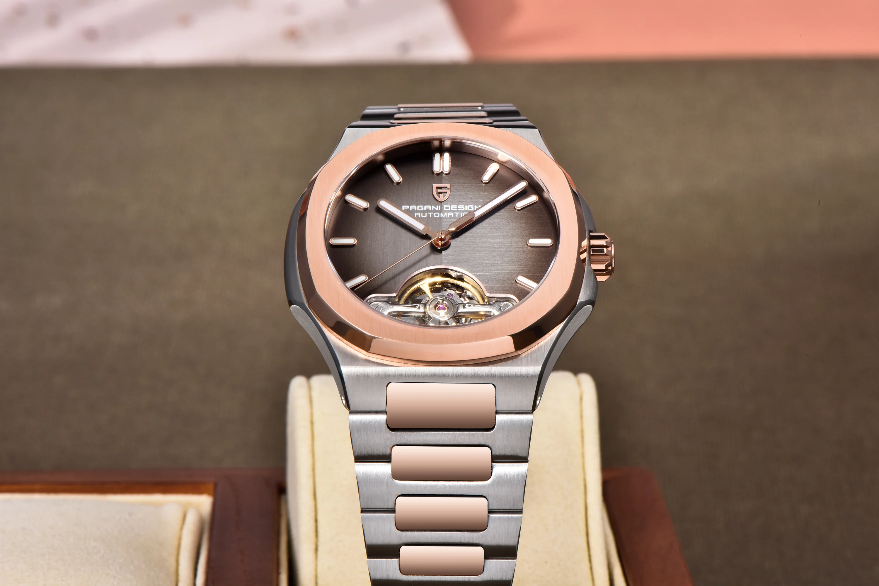 PAGANI DESIGN New Mechanical Hollow-Out Tourbillon Men Watch Sport Elegant Sapphire Waterproof Watch Japan Movt 316L Steel Clock