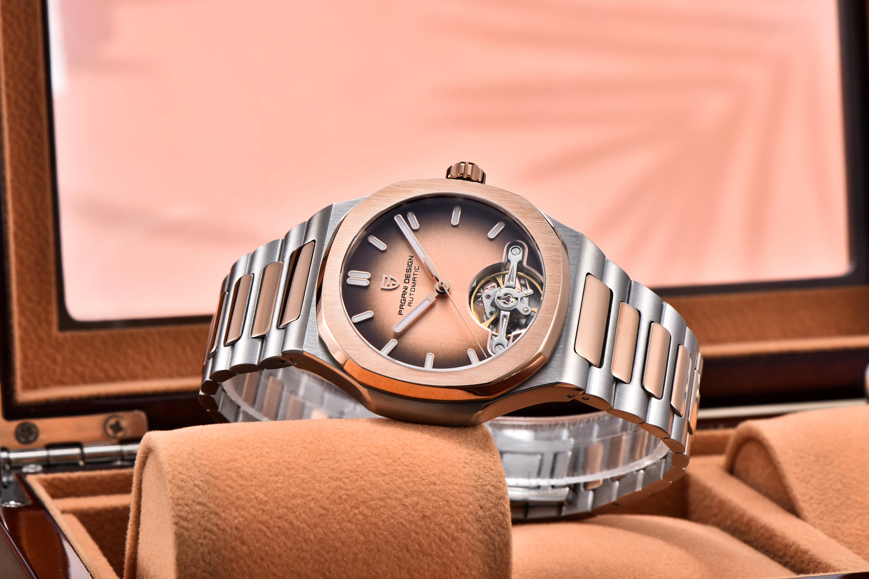 PAGANI DESIGN New Mechanical Hollow-Out Tourbillon Men Watch Sport Elegant Sapphire Waterproof Watch Japan Movt 316L Steel Clock