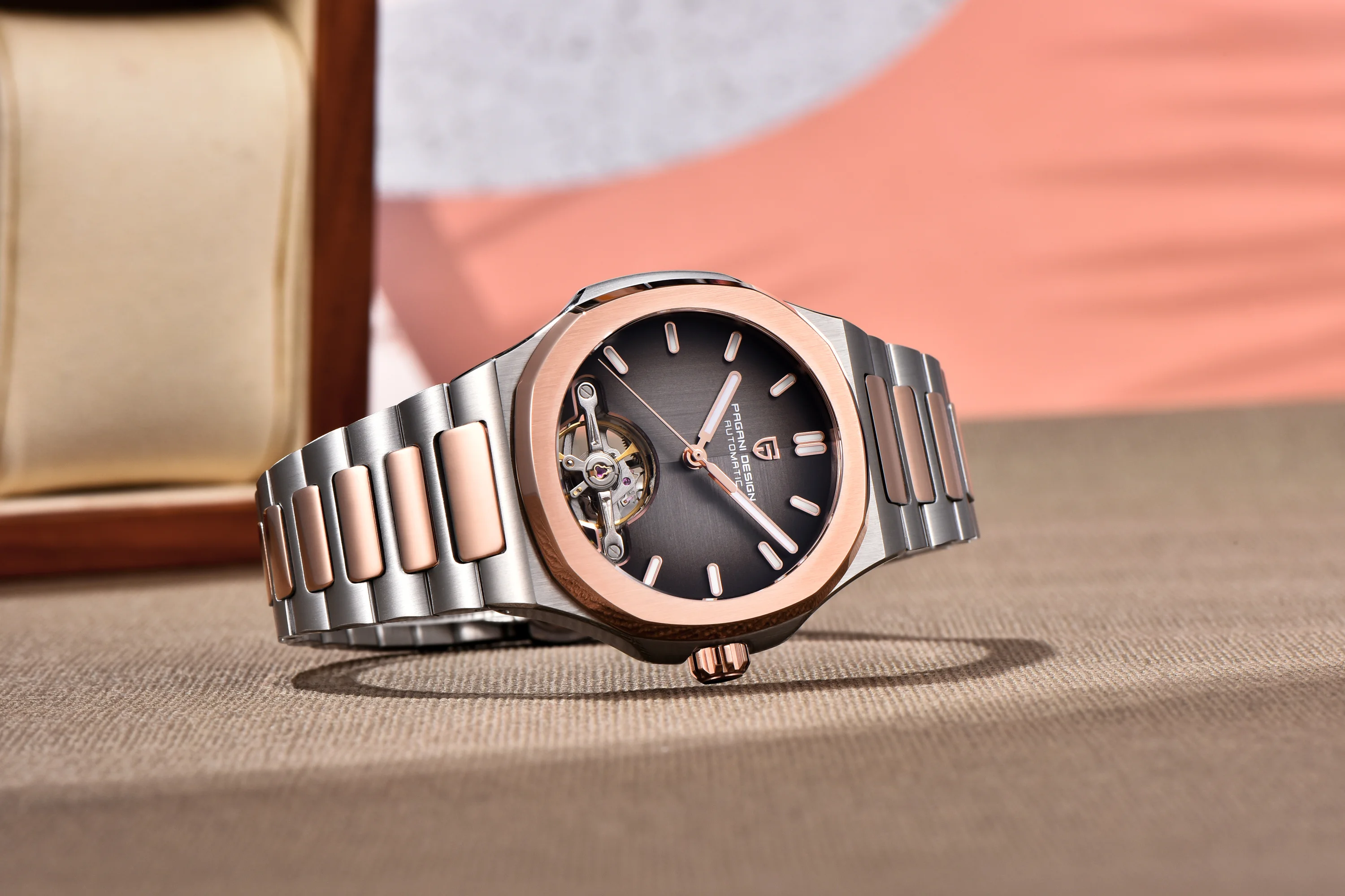 PAGANI DESIGN New Mechanical Hollow-Out Tourbillon Men Watch Sport Elegant Sapphire Waterproof Watch Japan Movt 316L Steel Clock