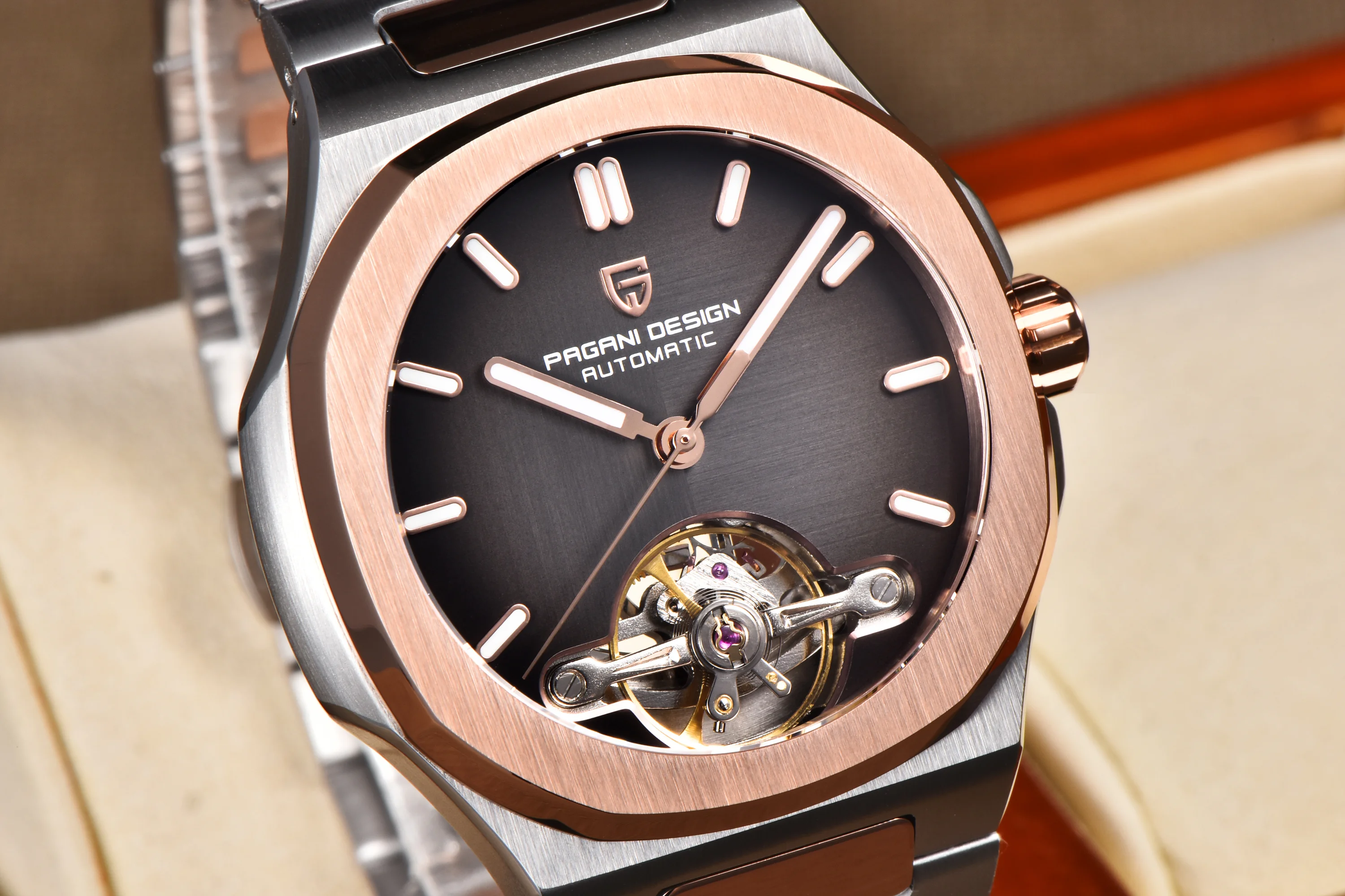 PAGANI DESIGN New Mechanical Hollow-Out Tourbillon Men Watch Sport Elegant Sapphire Waterproof Watch Japan Movt 316L Steel Clock