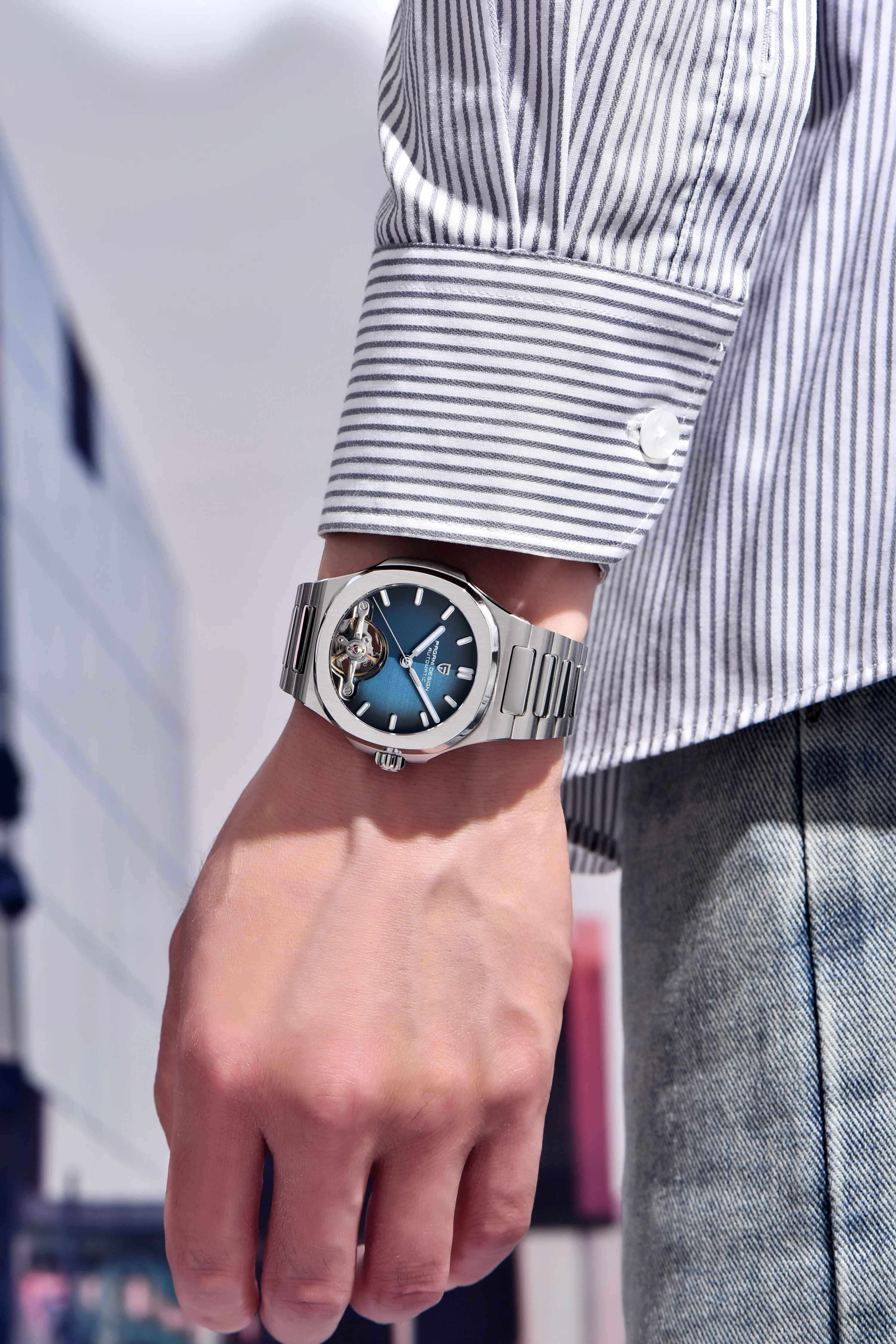 PAGANI DESIGN New Mechanical Hollow-Out Tourbillon Men Watch Sport Elegant Sapphire Waterproof Watch Japan Movt 316L Steel Clock
