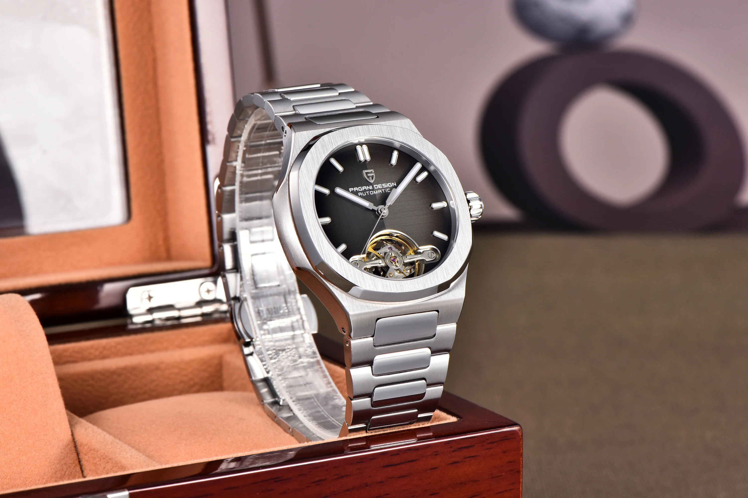 PAGANI DESIGN New Mechanical Hollow-Out Tourbillon Men Watch Sport Elegant Sapphire Waterproof Watch Japan Movt 316L Steel Clock