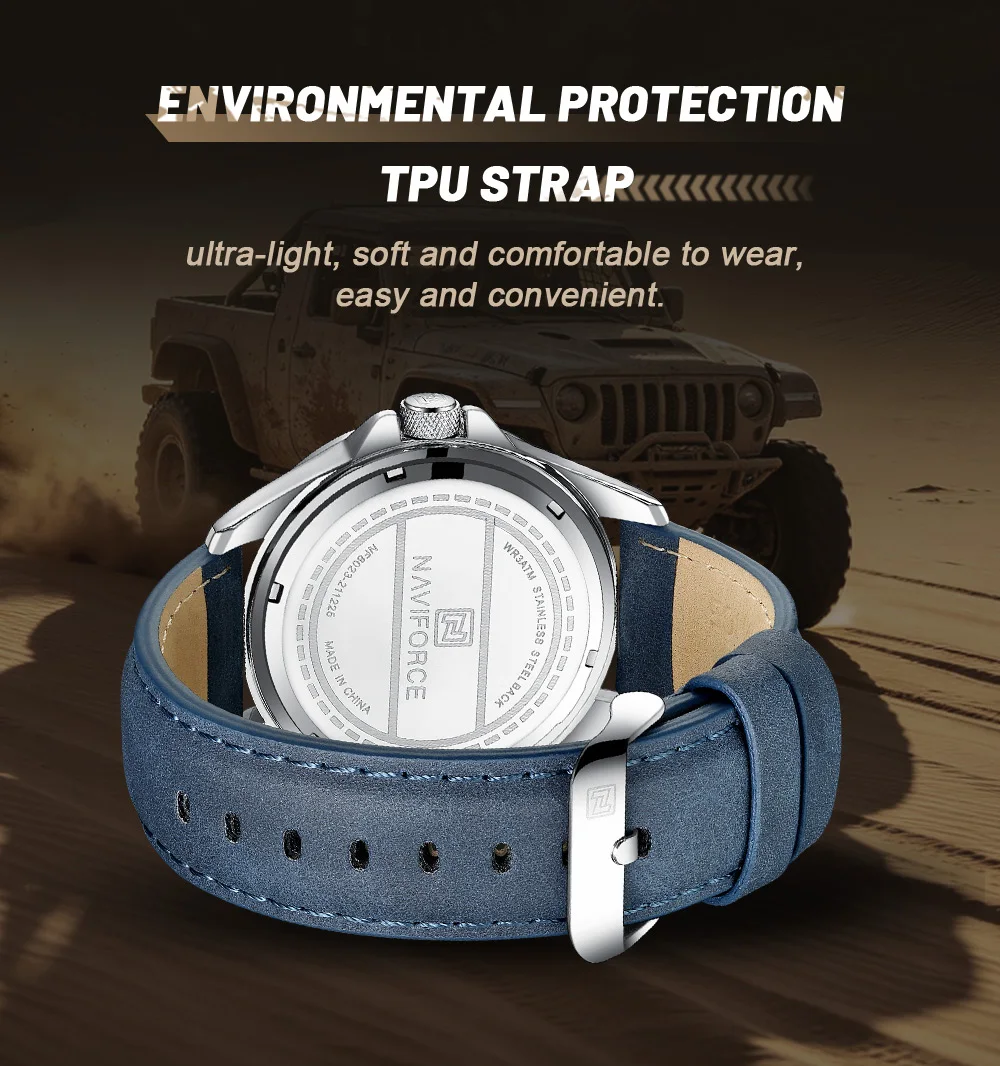 NAVIFORCE Brand Men Fashion Quartz Watches Male Leather Strap Sport Waterproof Wristwatches CalendarClock Relogio Masculino
