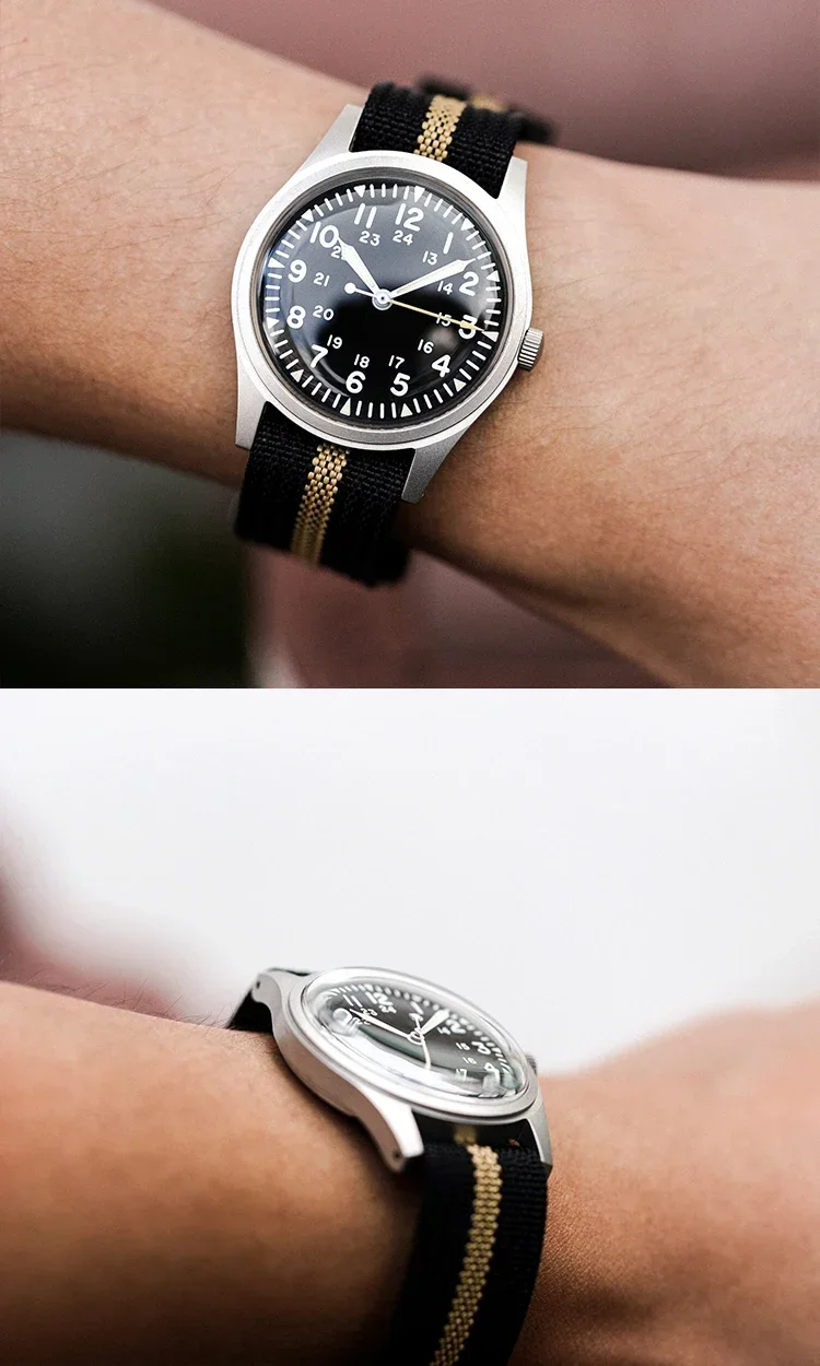 2025 New RDUNAE RA03 34.5mm Military Men Vintage Quartz Watch G10 Miyota 2035 Watches K1 Mineral Glass Stainless Steel Wristwatc