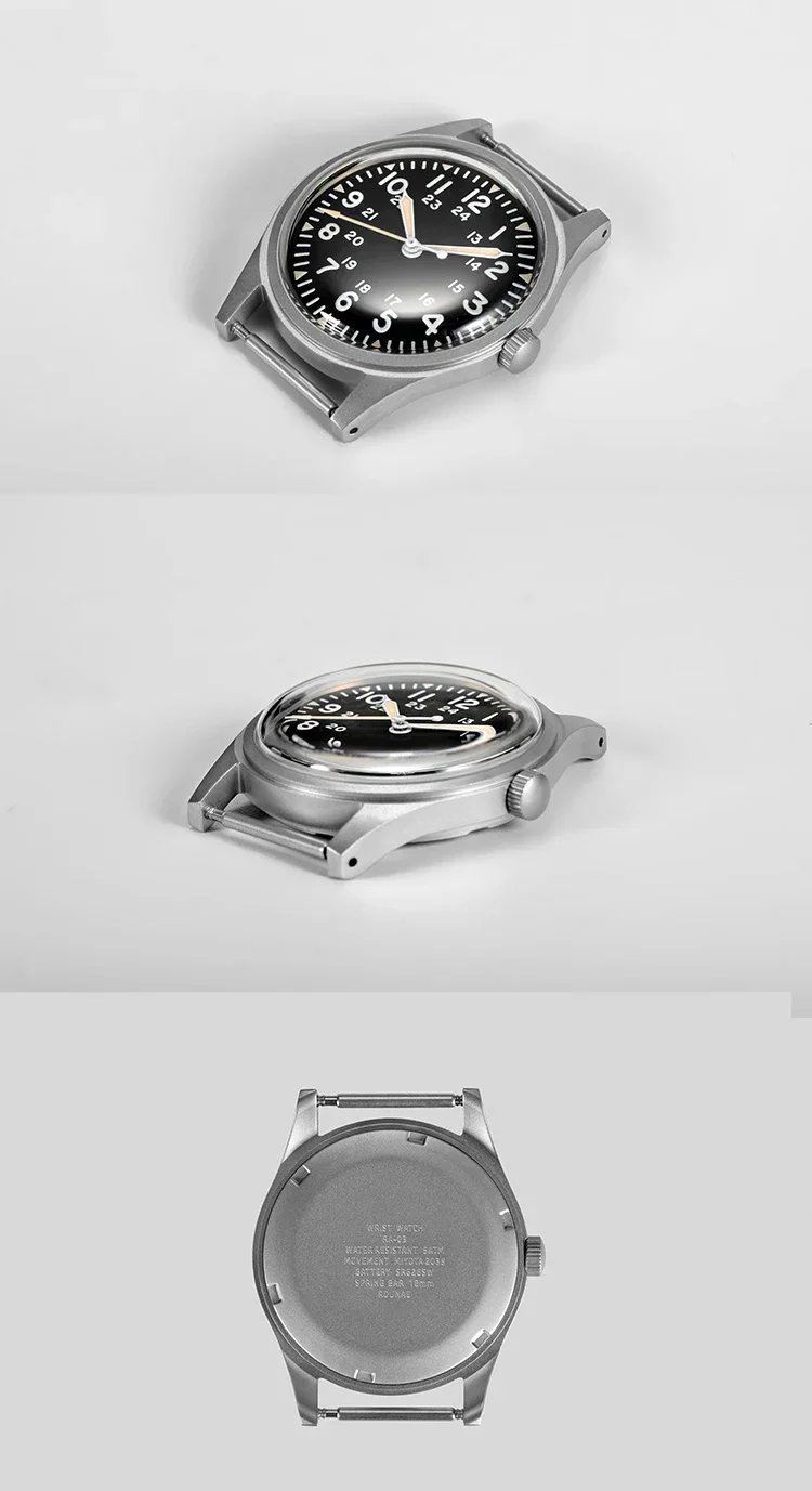 2025 New RDUNAE RA03 34.5mm Military Men Vintage Quartz Watch G10 Miyota 2035 Watches K1 Mineral Glass Stainless Steel Wristwatc