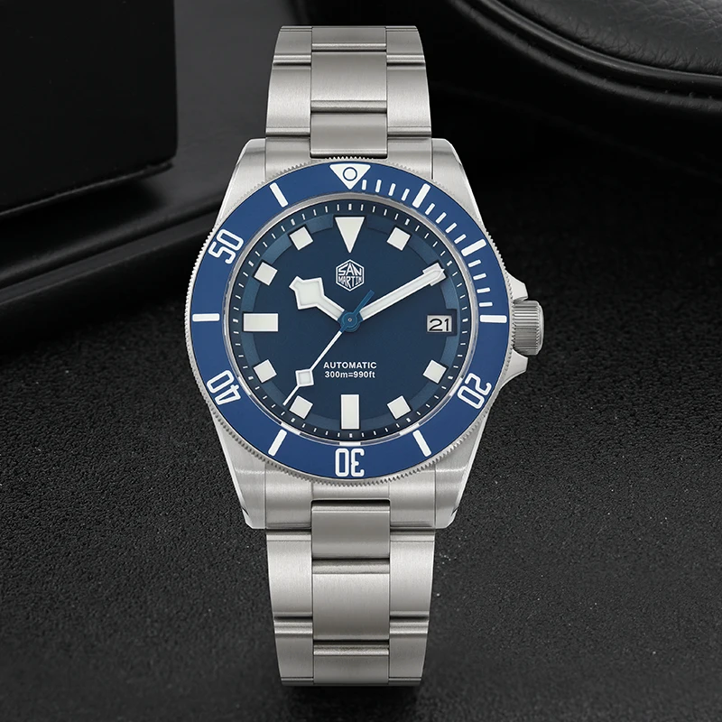 San Martin SN0121TE Titanium Diving Watch ST2130 Automatic Movement Watches Grade5 Titanium 120 Click Waterproof 300m Wristwatch