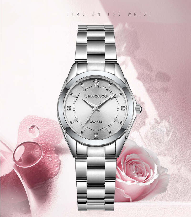 CHRONOS Elegant Women Watch Luxury Ladies Fashion Brand Wristwatch Quartz Movement Stainless Steel Gift for Female Girlfriend